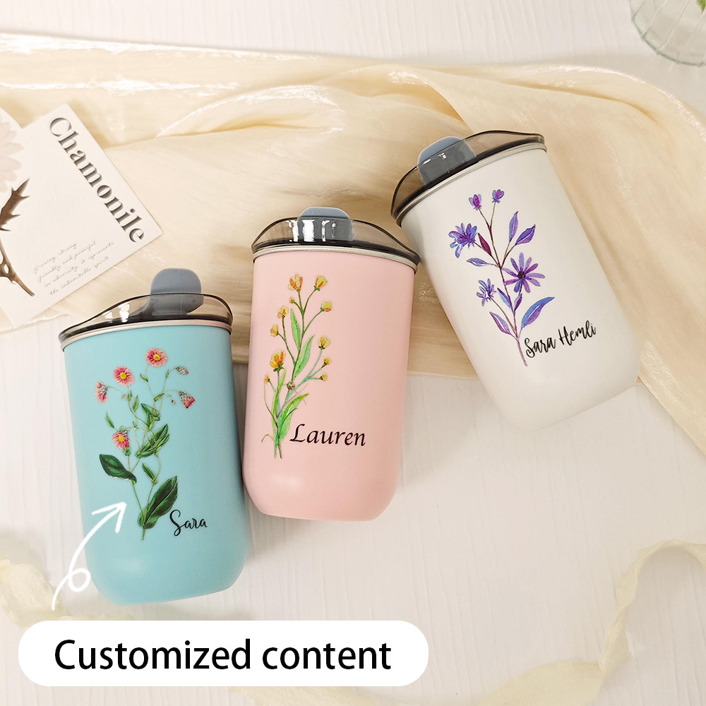 Coffee Equipment With Name - Custom Birth Flower Stainless Steel Tumbler