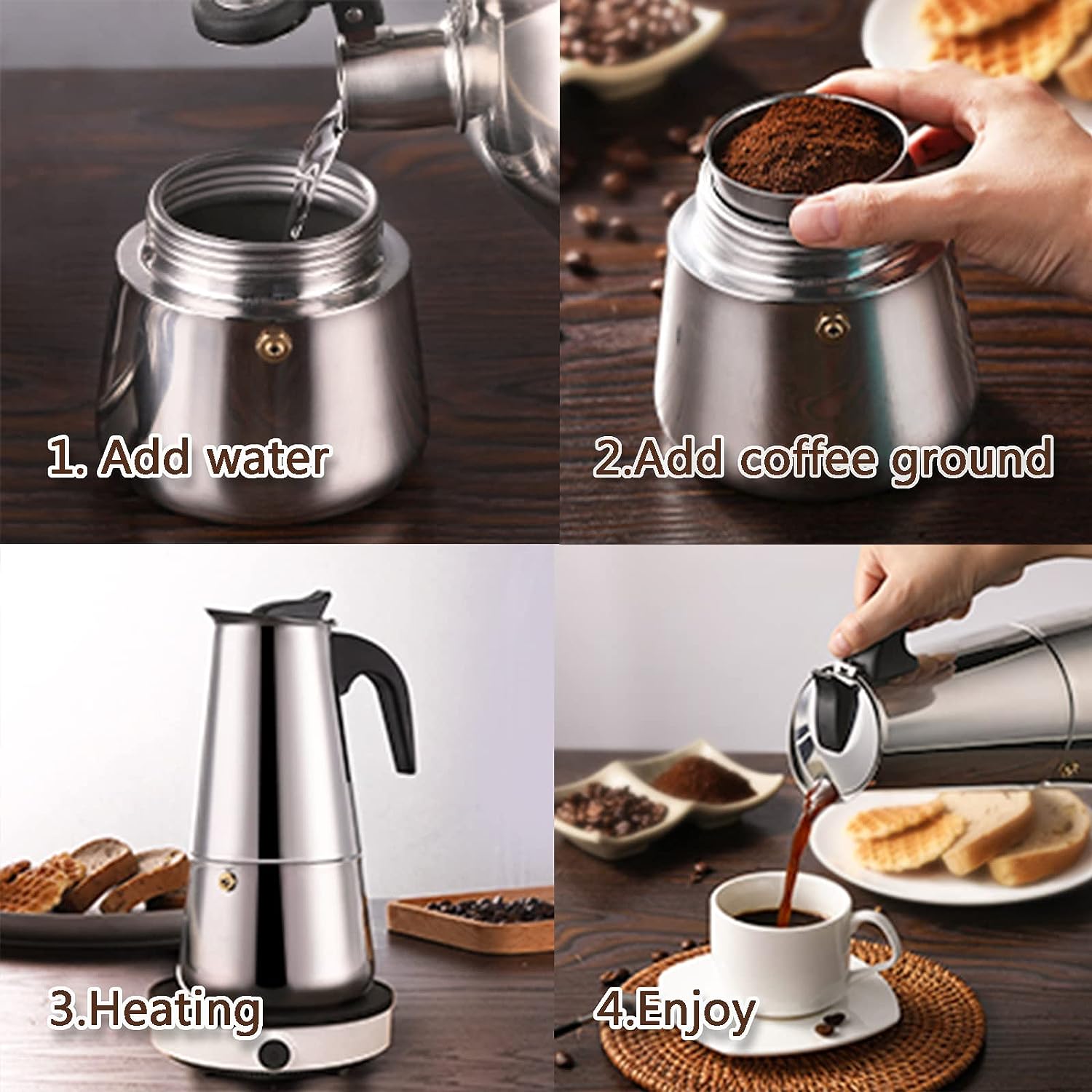 4/6/9 Cups Moka Pot Caffe Mach - Coffee Equipment Brands 评论和价格